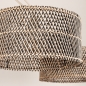 Foto 31523-9: Verstelbare dubbele hanglamp in beige met grote kappen van bamboe
