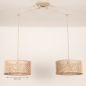 Foto 31524-1: Beige hanglamp met twee grote bamboe kappen 