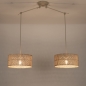 Foto 31524-2: Beige hanglamp met twee grote bamboe kappen 