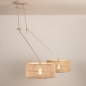Foto 31524-4: Beige hanglamp met twee grote bamboe kappen 