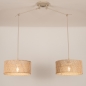 Foto 31524-5: Beige hanglamp met twee grote bamboe kappen 