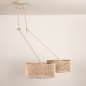Foto 31524-7: Beige hanglamp met twee grote bamboe kappen 