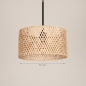Foto 31526-1: Hanglamp met naturel bamboe kap en zwarte pendel
