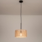 Foto 31526-2: Hanglamp met naturel bamboe kap en zwarte pendel