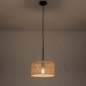 Foto 31526-3: Hanglamp met naturel bamboe kap en zwarte pendel