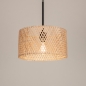 Foto 31526-4: Hanglamp met naturel bamboe kap en zwarte pendel