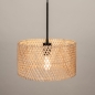 Foto 31526-5: Hanglamp met naturel bamboe kap en zwarte pendel