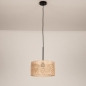 Foto 31526-6: Hanglamp met naturel bamboe kap en zwarte pendel