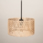 Foto 31526-7: Hanglamp met naturel bamboe kap en zwarte pendel