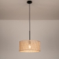 Foto 31528-2: Hanglamp met naturel bamboe kap en zwarte pendel