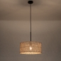 Foto 31528-3: Hanglamp met naturel bamboe kap en zwarte pendel