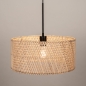 Foto 31528-4: Hanglamp met naturel bamboe kap en zwarte pendel