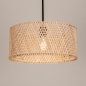 Foto 31528-5: Hanglamp met naturel bamboe kap en zwarte pendel