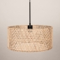 Foto 31528-7: Hanglamp met naturel bamboe kap en zwarte pendel