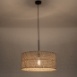 Foto 31530-3: Grote bamboe hanglamp in naturel met zwarte pendel