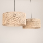 Foto 31532-10: Rotan hanglamp met twee ronde kappen van bamboe in naturel E27