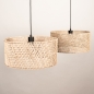 Foto 31532-12: Rotan hanglamp met twee ronde kappen van bamboe in naturel E27