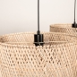 Foto 31532-15: Rotan hanglamp met twee ronde kappen van bamboe in naturel E27