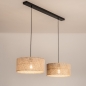Foto 31532-2: Rotan hanglamp met twee ronde kappen van bamboe in naturel E27