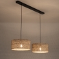 Foto 31532-3: Rotan hanglamp met twee ronde kappen van bamboe in naturel E27