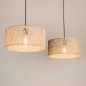 Foto 31532-4: Rotan hanglamp met twee ronde kappen van bamboe in naturel E27