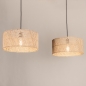 Foto 31532-5: Rotan hanglamp met twee ronde kappen van bamboe in naturel E27
