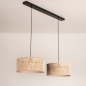 Foto 31532-9: Rotan hanglamp met twee ronde kappen van bamboe in naturel E27
