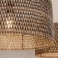 Foto 31533-13: Dubbele rotan hanglamp met twee grote bamboe kappen rond in naturel met zwart E27
