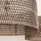 Foto 31533-14: Dubbele rotan hanglamp met twee grote bamboe kappen rond in naturel met zwart E27