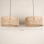 Foto 31534-1: Dubbele bamboe hanglamp met twee grote rotan kappen rond in naturel E27