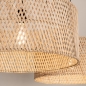 Foto 31534-13: Dubbele bamboe hanglamp met twee grote rotan kappen rond in naturel E27