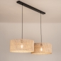 Foto 31534-2: Dubbele bamboe hanglamp met twee grote rotan kappen rond in naturel E27