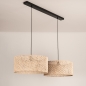 Foto 31534-9: Dubbele bamboe hanglamp met twee grote rotan kappen rond in naturel E27