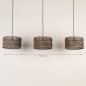 Foto 31535-1: Rotan hanglamp met drie bamboe kappen in naturel met zwart E27