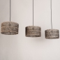 Foto 31535-10: Rotan hanglamp met drie bamboe kappen in naturel met zwart E27
