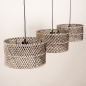 Foto 31535-11: Rotan hanglamp met drie bamboe kappen in naturel met zwart E27