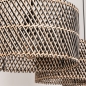 Foto 31535-13: Rotan hanglamp met drie bamboe kappen in naturel met zwart E27