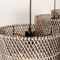 Foto 31535-14: Rotan hanglamp met drie bamboe kappen in naturel met zwart E27