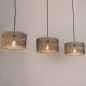 Foto 31535-4: Rotan hanglamp met drie bamboe kappen in naturel met zwart E27
