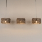 Foto 31535-5: Rotan hanglamp met drie bamboe kappen in naturel met zwart E27