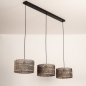 Foto 31535-8: Rotan hanglamp met drie bamboe kappen in naturel met zwart E27