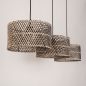 Foto 31535-9: Rotan hanglamp met drie bamboe kappen in naturel met zwart E27