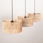 Foto 31536-11: Rotan hanglamp met 3 bamboe kappen in naturel E27