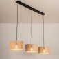 Foto 31536-2: Rotan hanglamp met 3 bamboe kappen in naturel E27