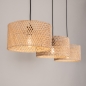 Foto 31536-7: Rotan hanglamp met 3 bamboe kappen in naturel E27