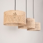 Foto 31536-9: Rotan hanglamp met 3 bamboe kappen in naturel E27