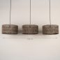Foto 31537-1: Rotan hanglamp met drie grote bamboe kappen E27 zwart/naturel