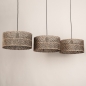 Foto 31537-10: Rotan hanglamp met drie grote bamboe kappen E27 zwart/naturel