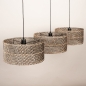 Foto 31537-11: Rotan hanglamp met drie grote bamboe kappen E27 zwart/naturel