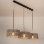 Foto 31537-2: Rotan hanglamp met drie grote bamboe kappen E27 zwart/naturel